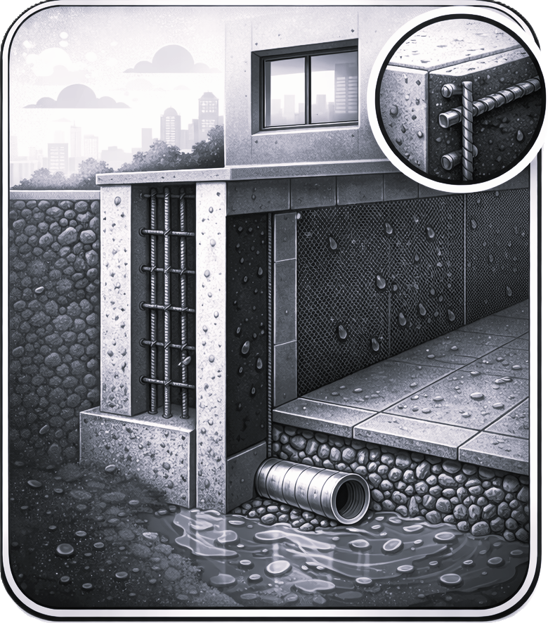 Basement walls and foundations