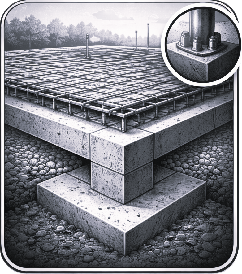 Foundation slabs and footings