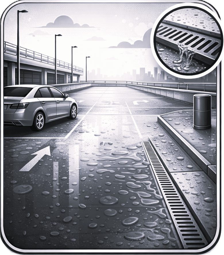 Parking decks and exposed horizontal areas