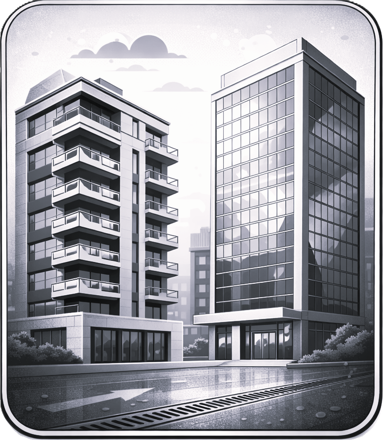 Residential and commercial buildings